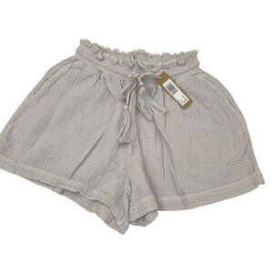 Revolve Hello Nite Gray Textured Tassle Pull On Shorts Size Medium NWT